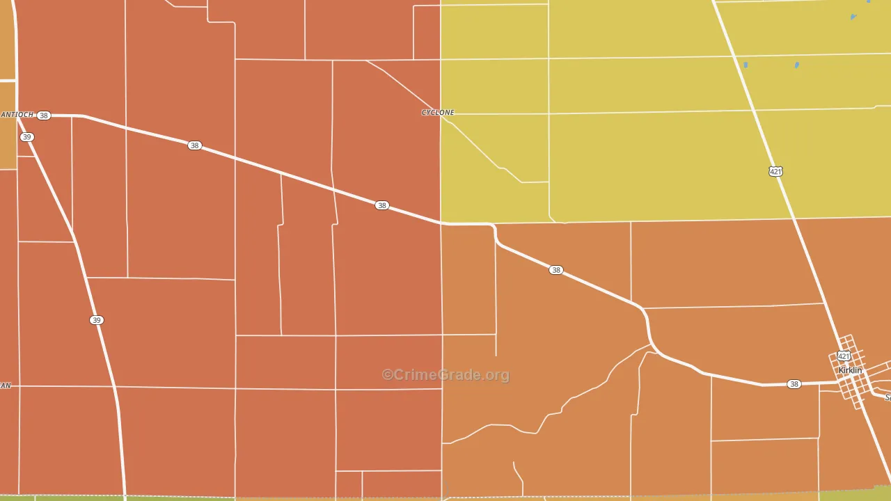 Cyclone, IN Map of Robbery Rates