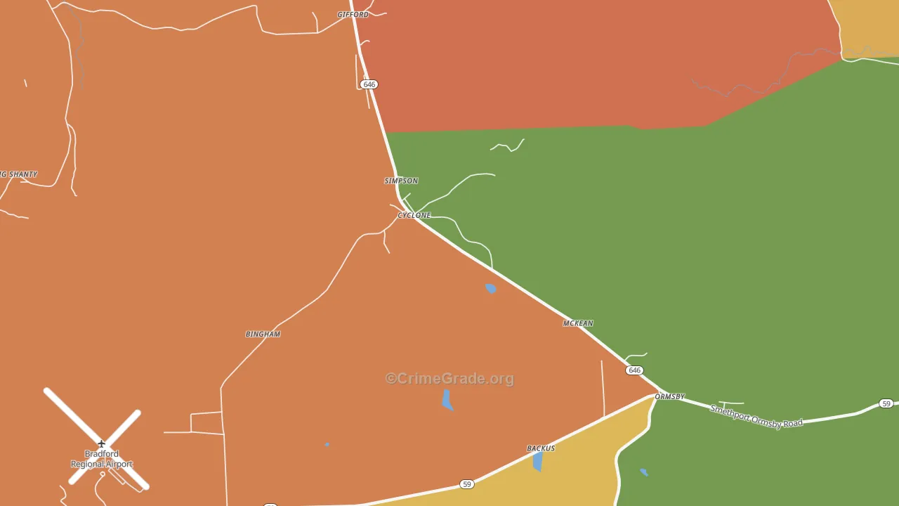 Cyclone, PA Map of Robbery Rates