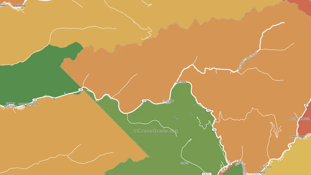 Cyclone, WV Map of Robbery Rates