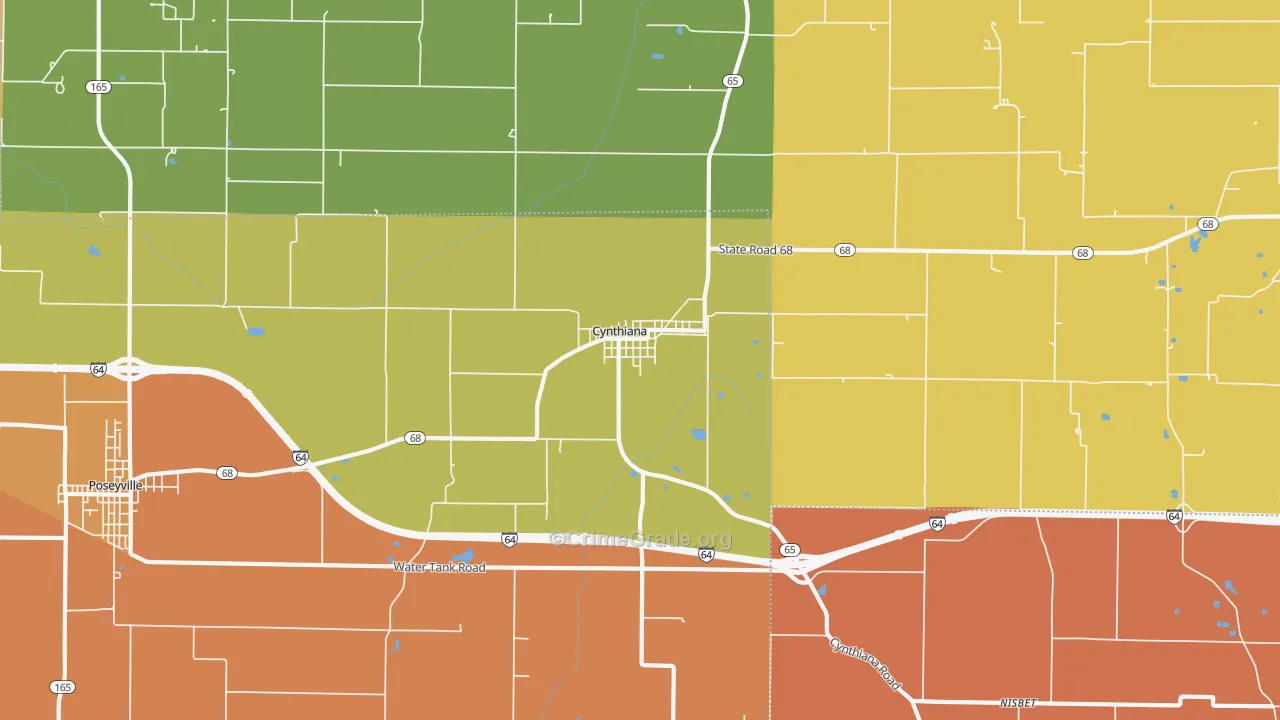 Cynthiana, IN Map of Robbery Rates
