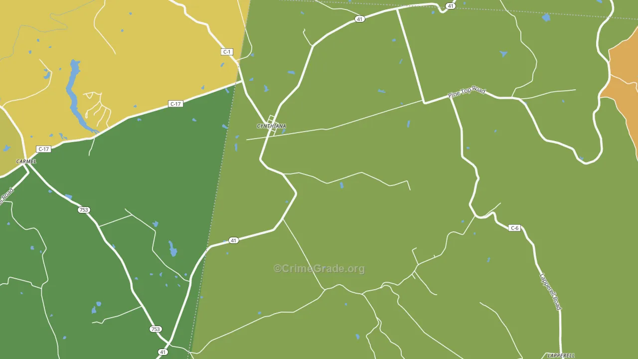 Cynthiana, OH Map of Robbery Rates