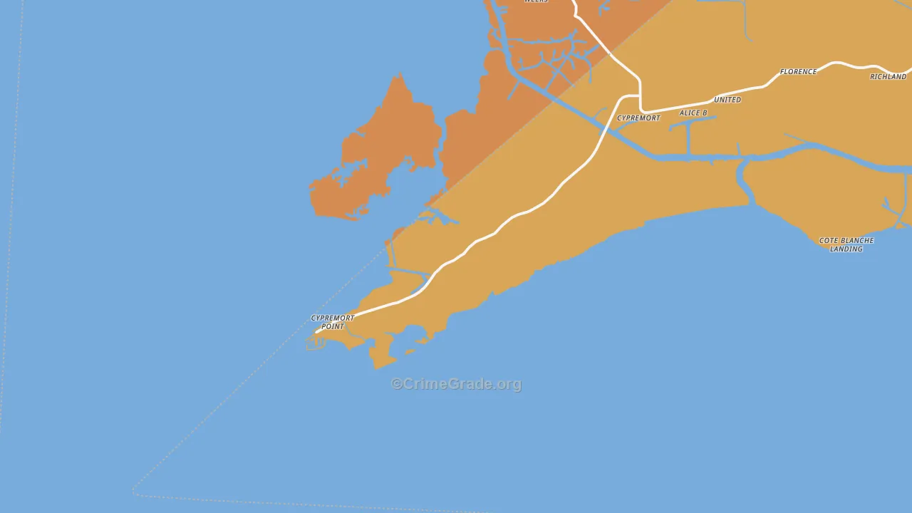 Cypremort, LA Map of Robbery Rates