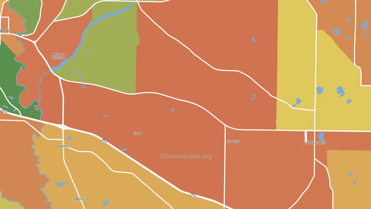 Cypress, FL Map of Robbery Rates