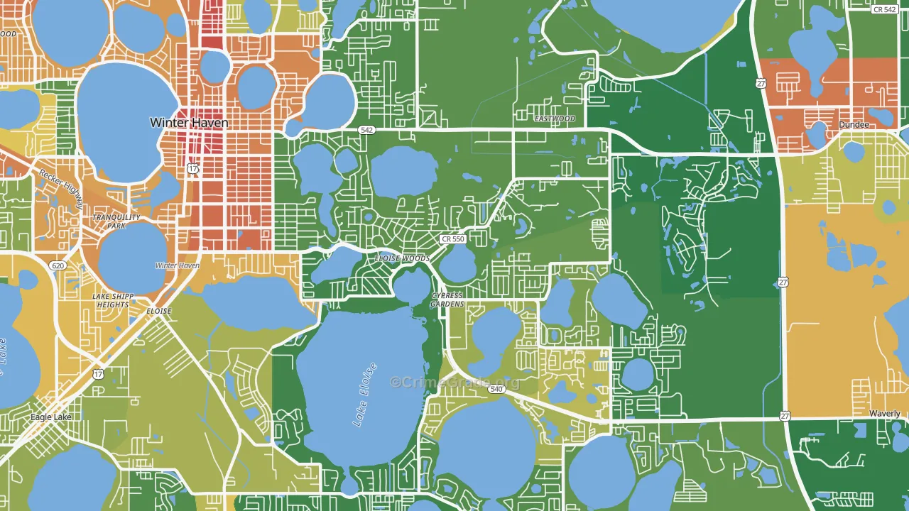 Cypress Gardens, FL Map of Robbery Rates