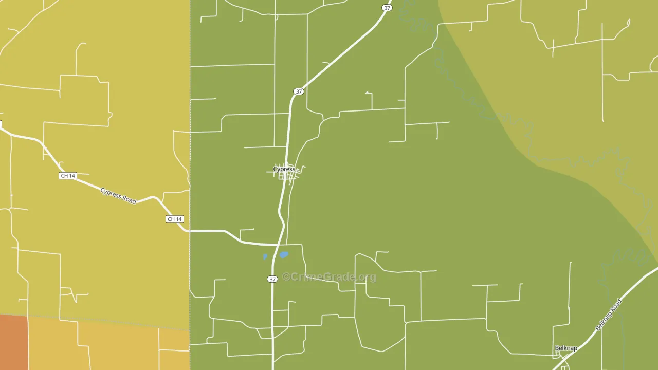 Cypress, IL Map of Robbery Rates