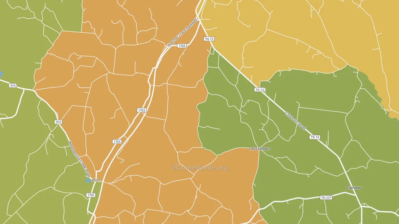 Cypress Inn, TN Map of Robbery Rates