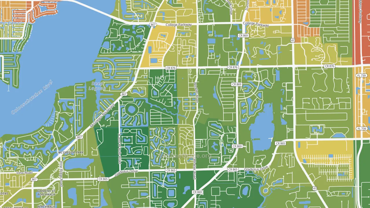 Cypress Lake, FL Map of Robbery Rates