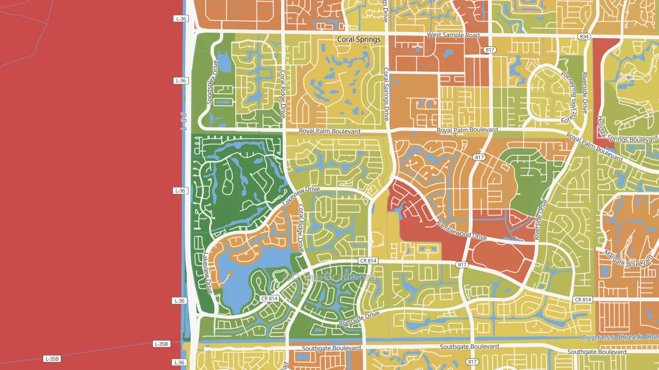 Cypress Run, Coral Springs, FL Map of Robbery Rates