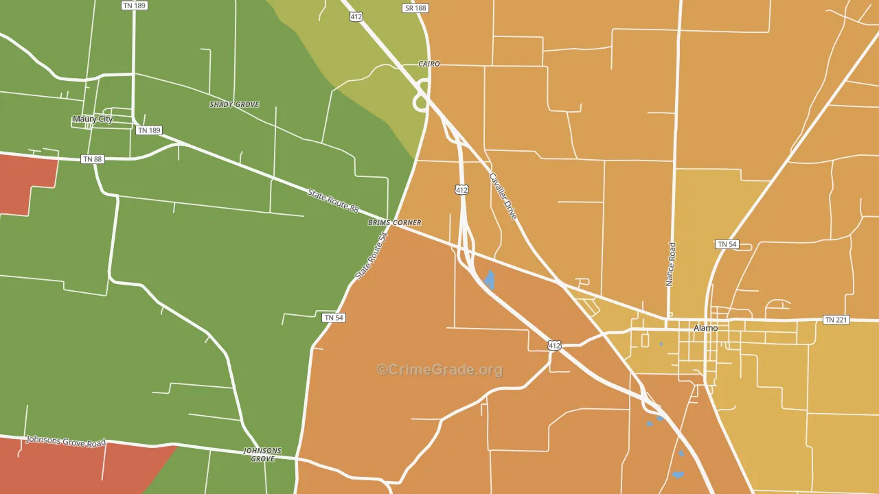 Cypress, TN Map of Robbery Rates