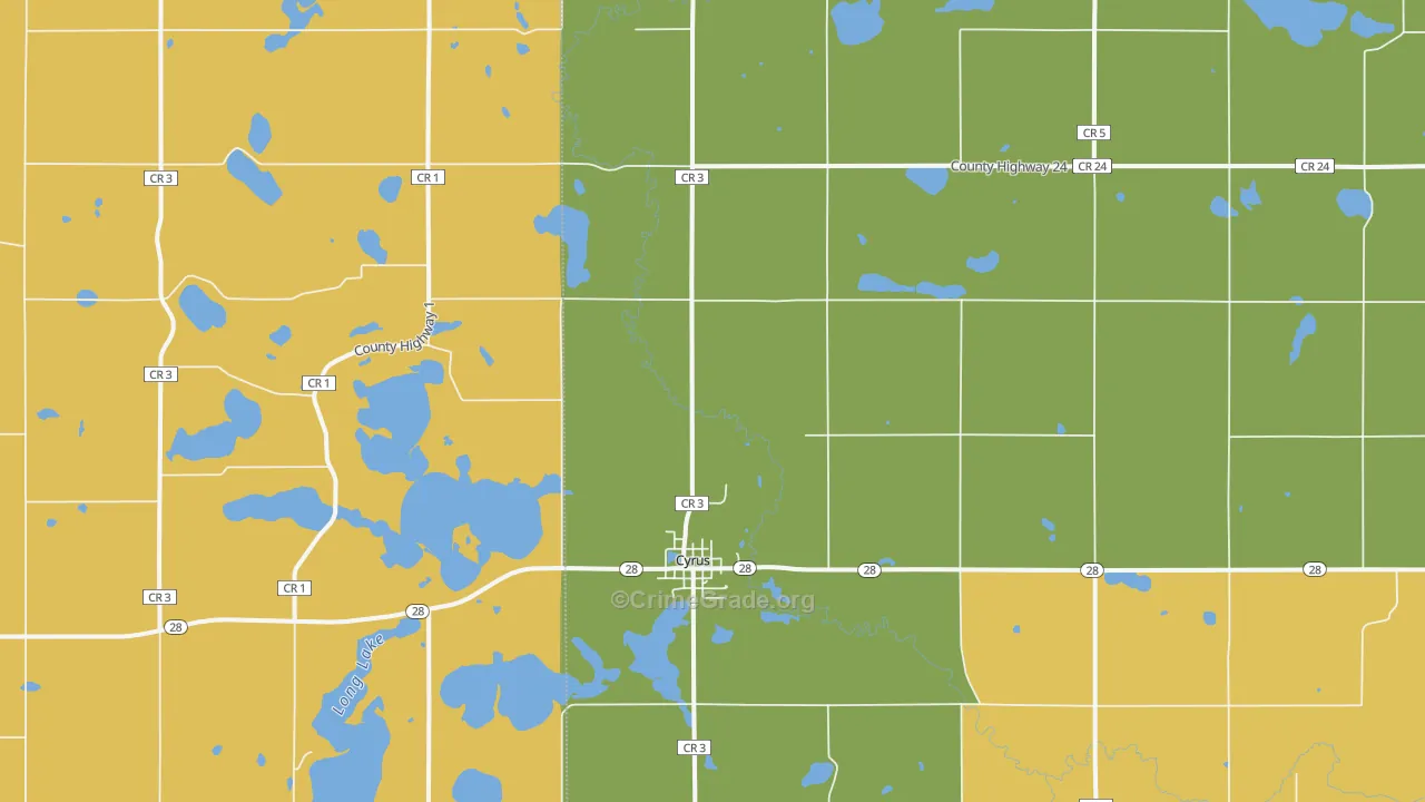 Cyrus, MN Map of Robbery Rates