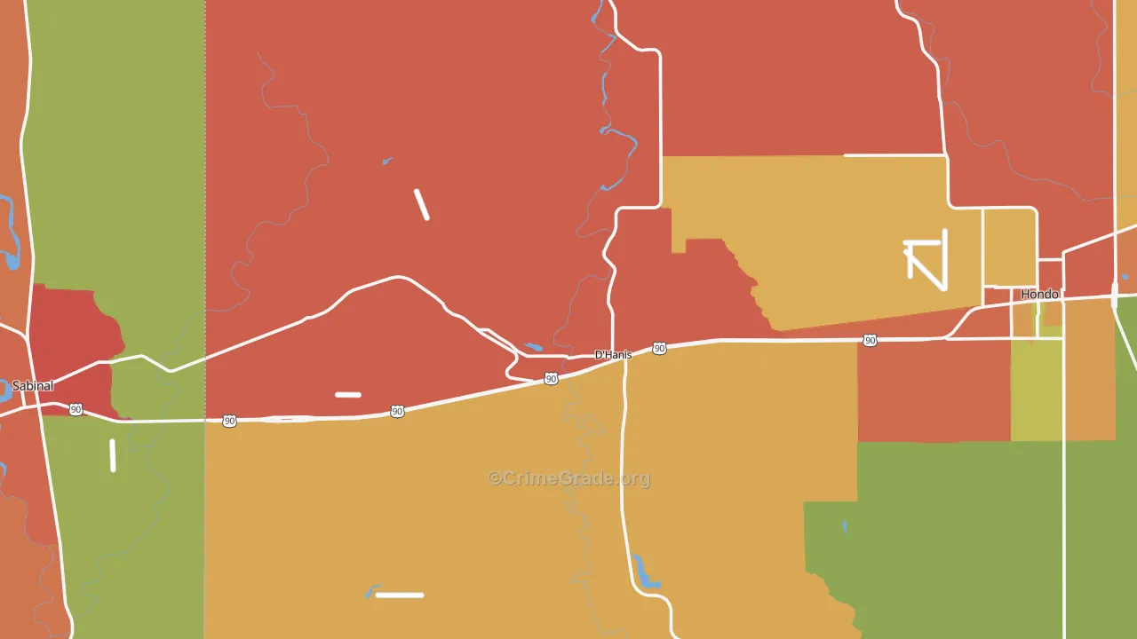 D'Hanis, TX Map of Robbery Rates