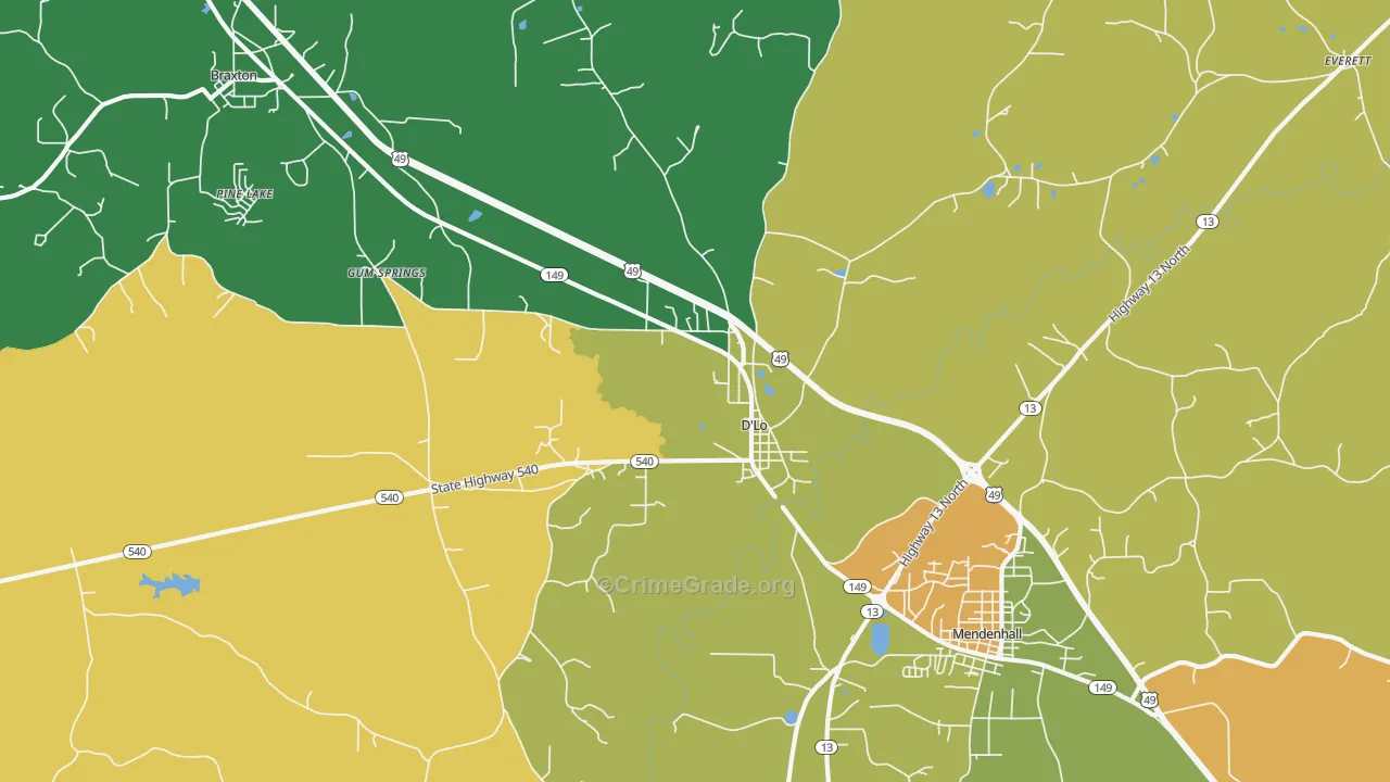 D'Lo, MS Map of Robbery Rates