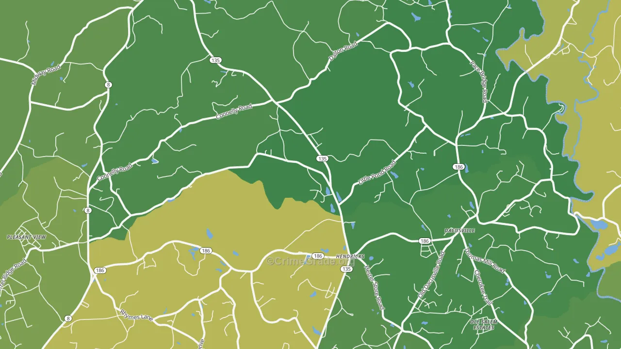 Dacusville, SC Map of Robbery Rates