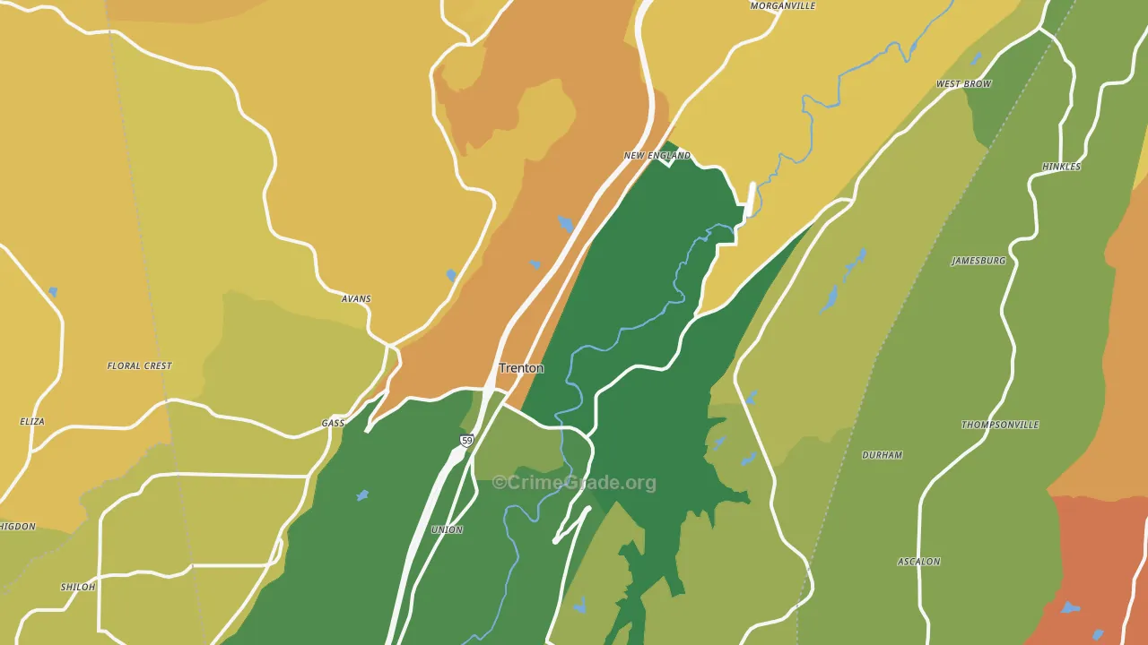 Dade County, GA Map of Robbery Rates