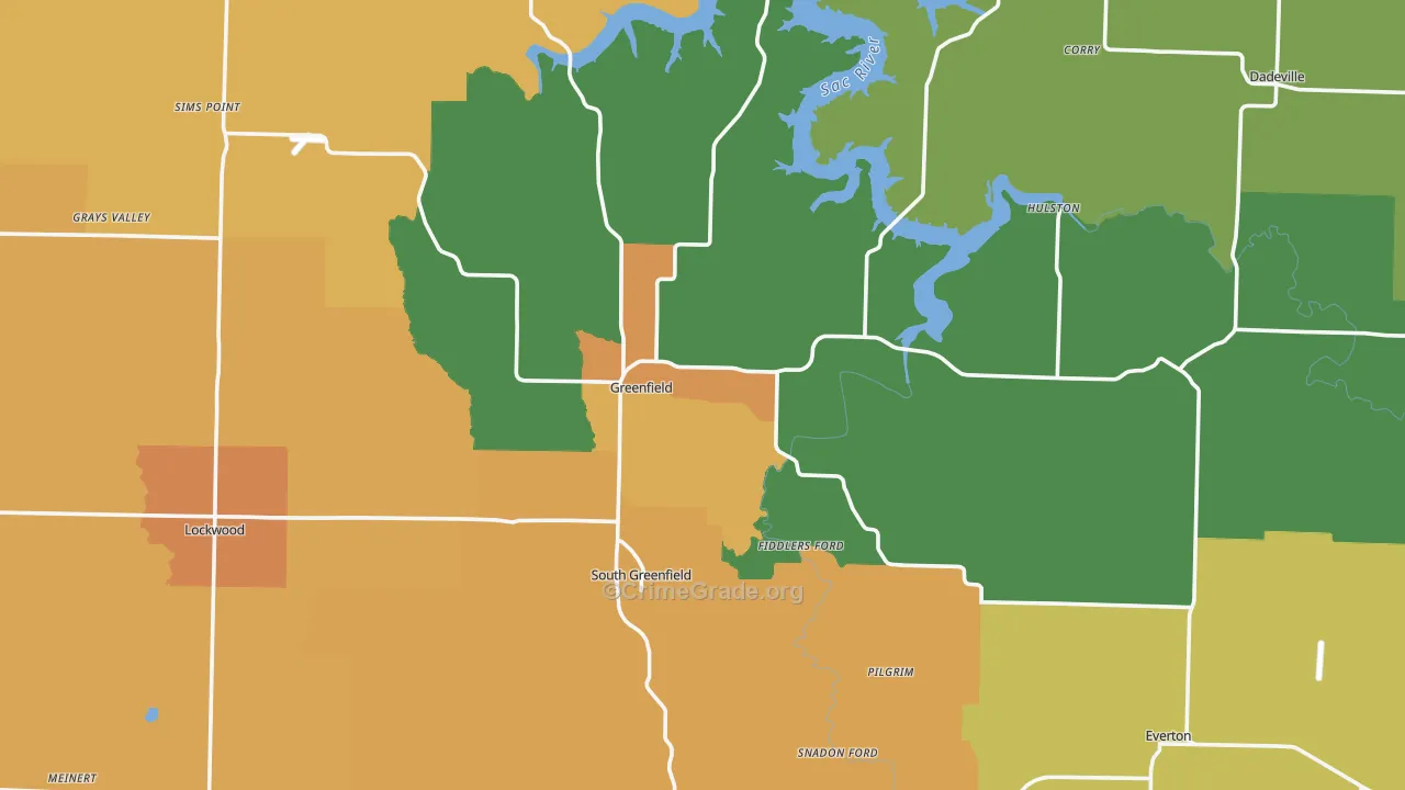 Dade County, MO Map of Robbery Rates