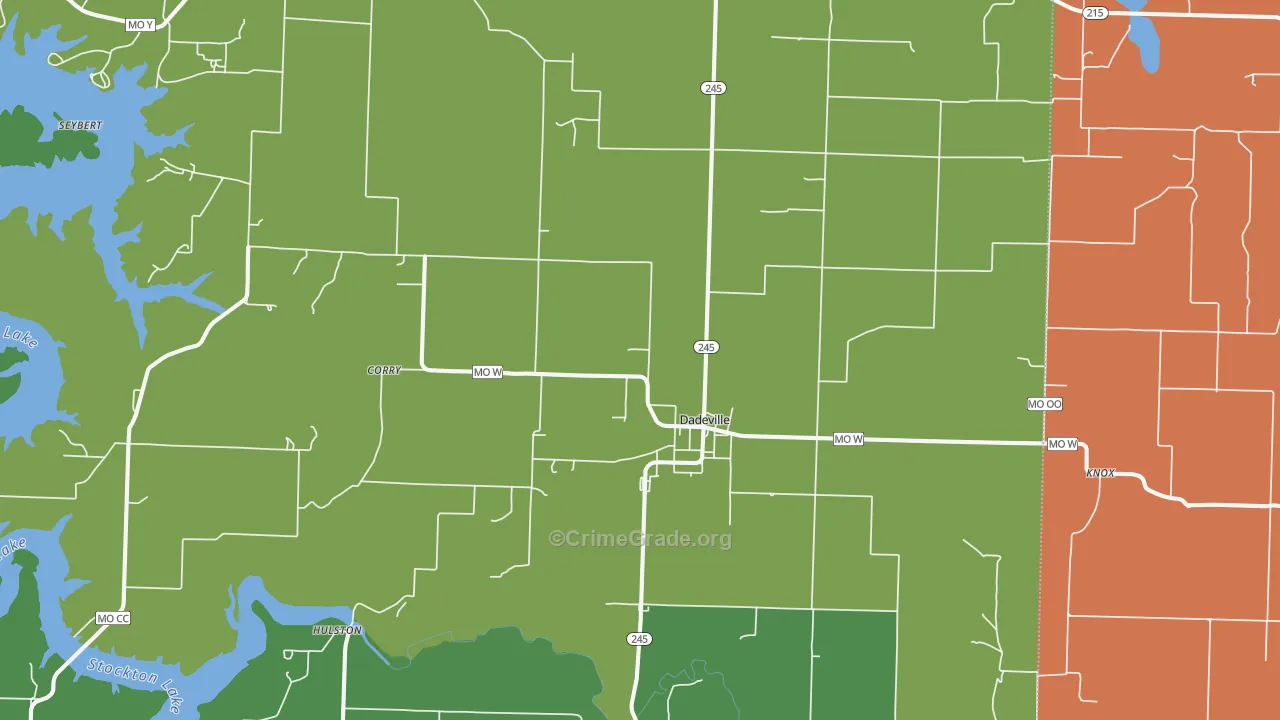 Dadeville, MO Map of Robbery Rates