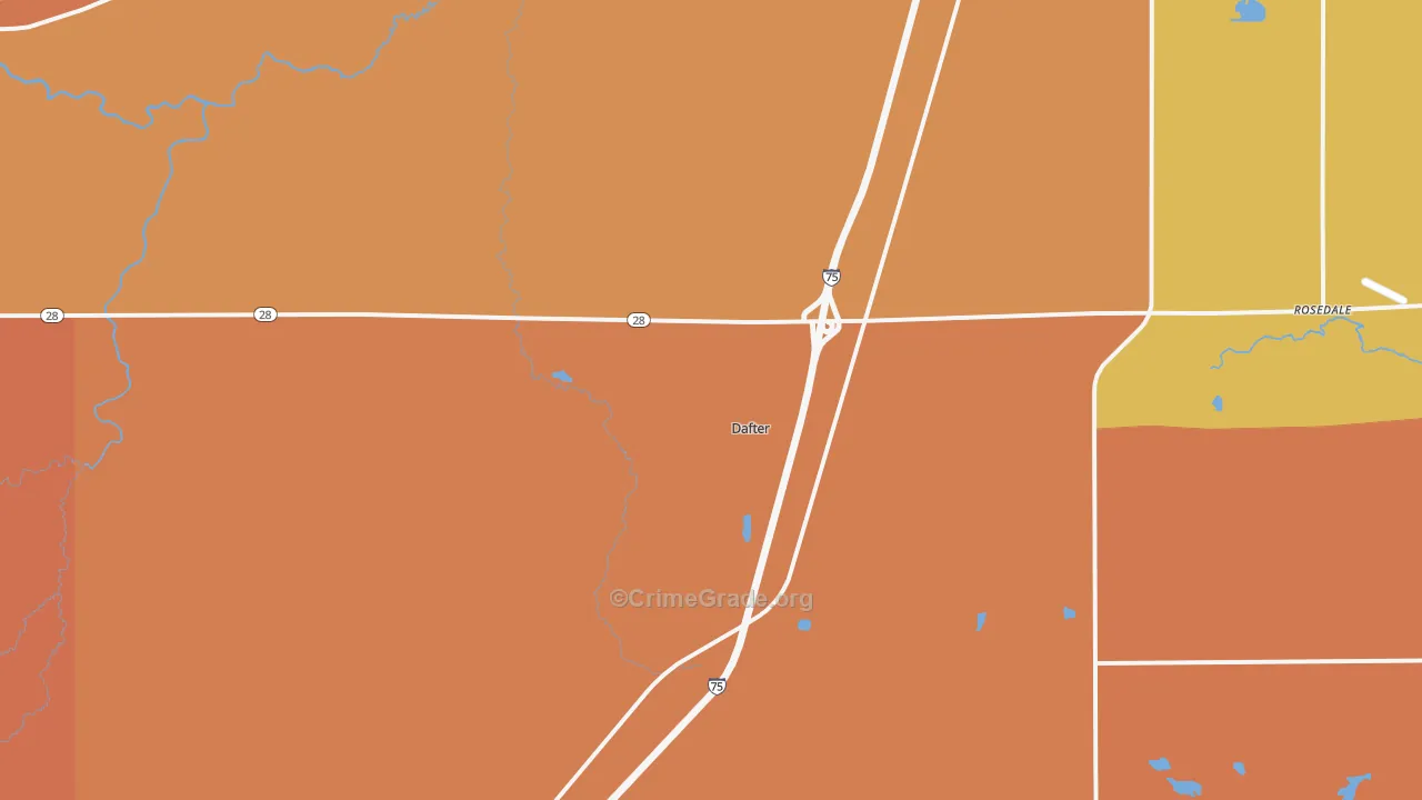 Dafter, MI Map of Robbery Rates