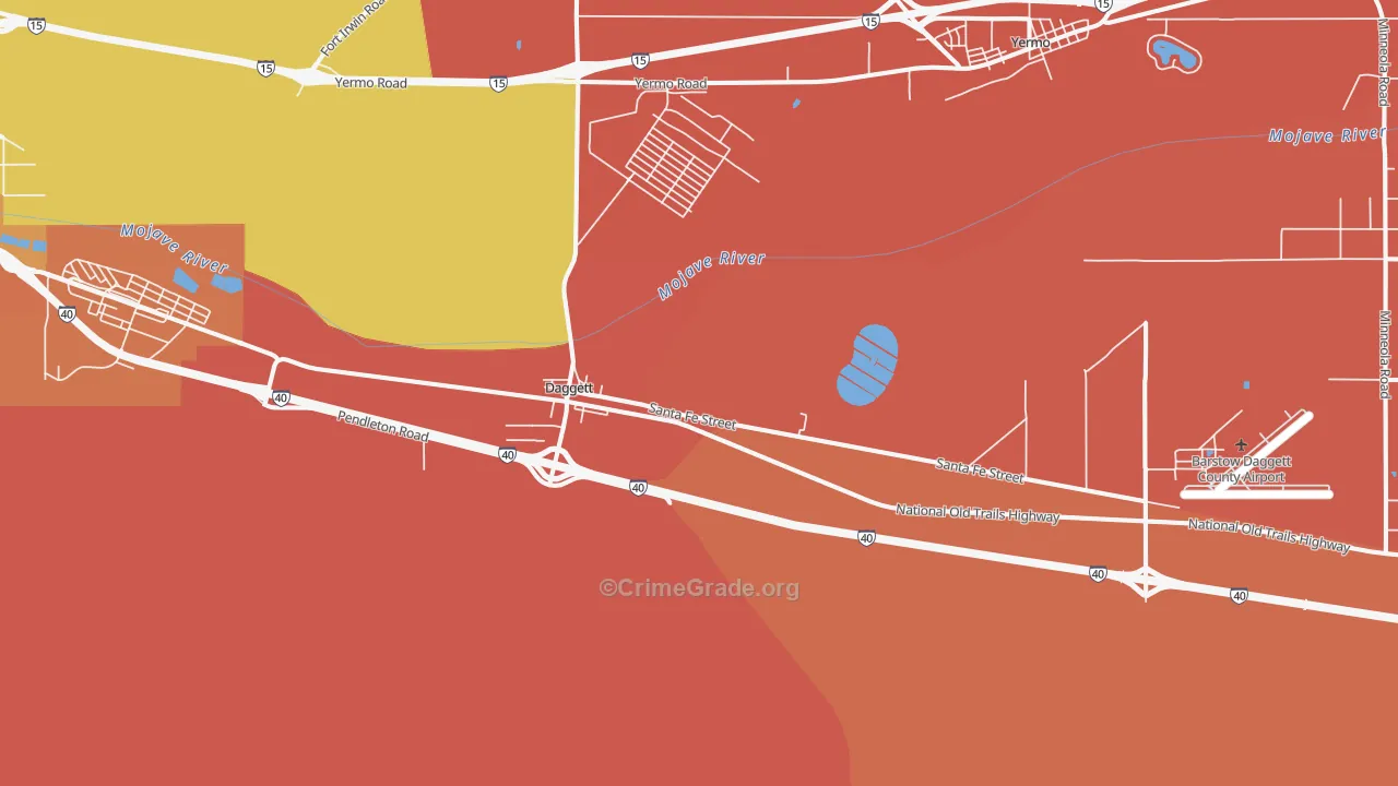 Daggett, CA Map of Robbery Rates