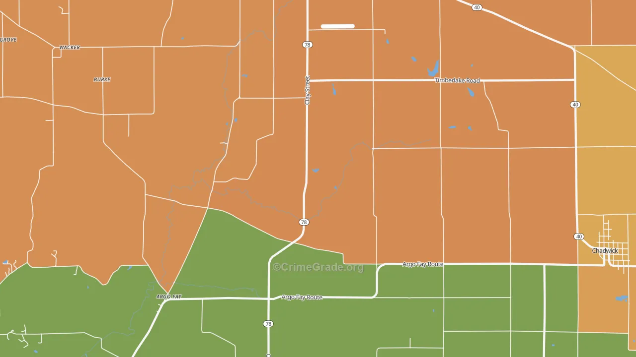 Daggett, IL Map of Robbery Rates