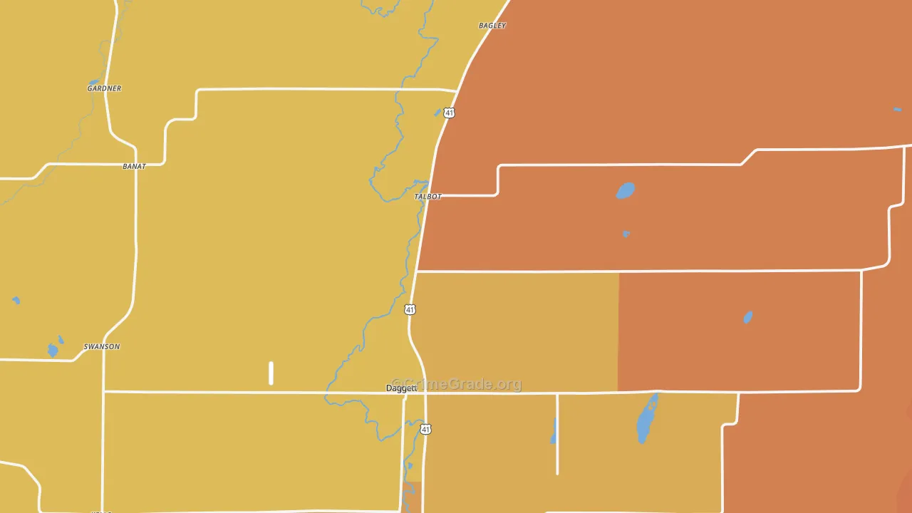 Daggett, MI Map of Robbery Rates