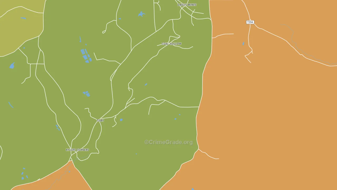 Dagus Mines, PA Map of Robbery Rates
