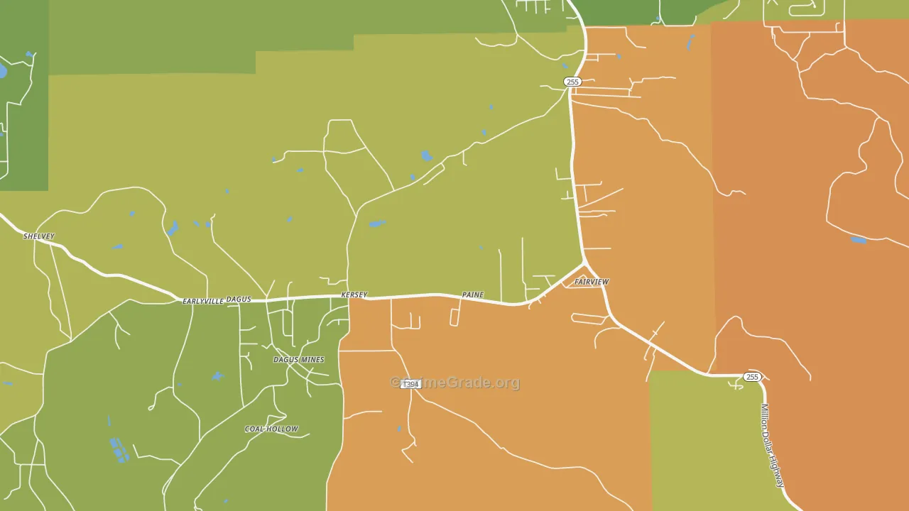 Dagus, PA Map of Robbery Rates