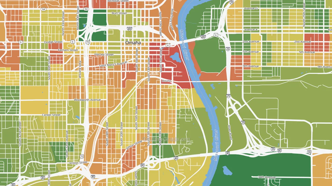 Dahlman, Omaha, NE Map of Robbery Rates