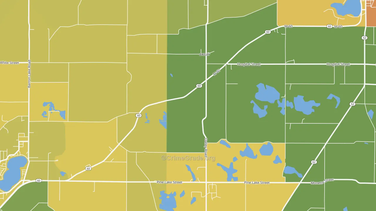 Dailey, MI Map of Robbery Rates