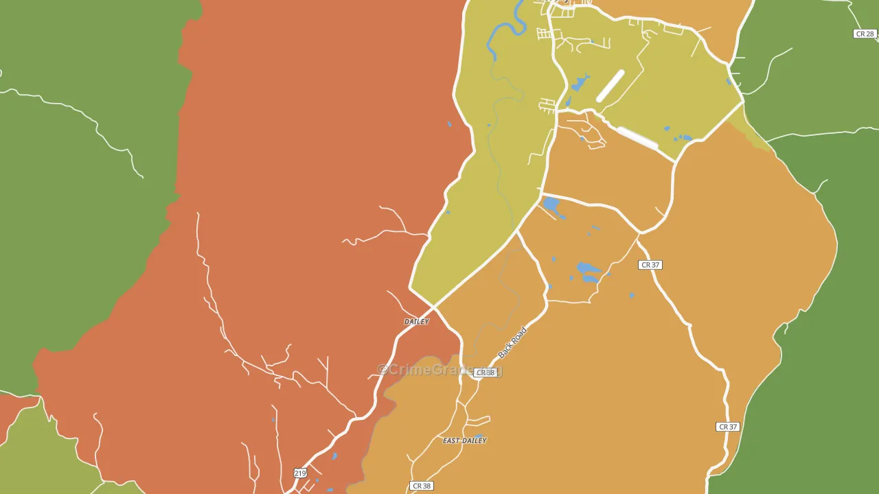 Dailey, WV Map of Robbery Rates