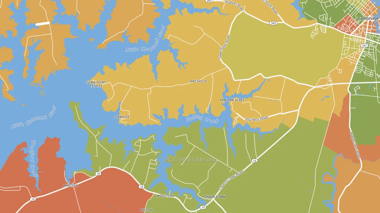 Dailsville, MD Map of Robbery Rates