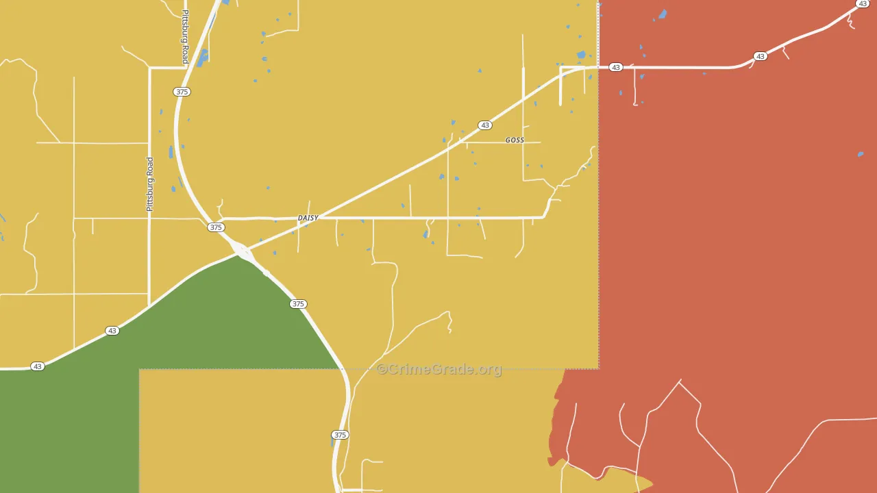 Daisy, OK Map of Robbery Rates
