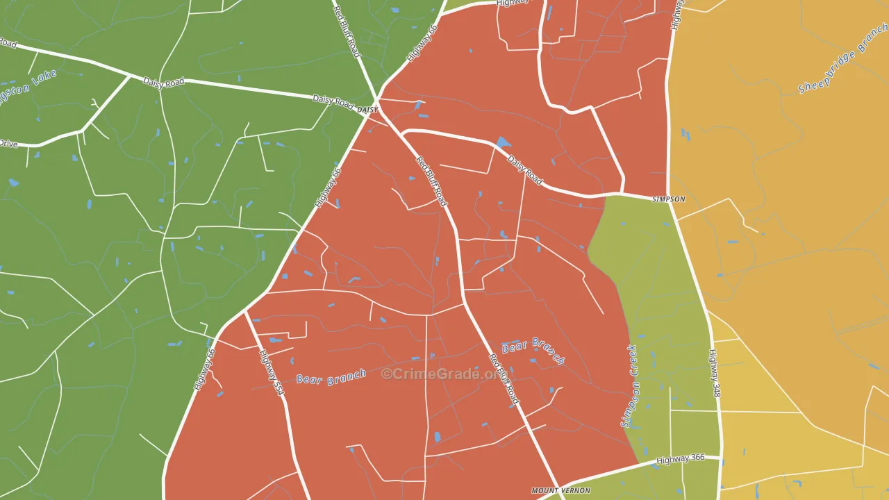 Daisy, SC Map of Robbery Rates