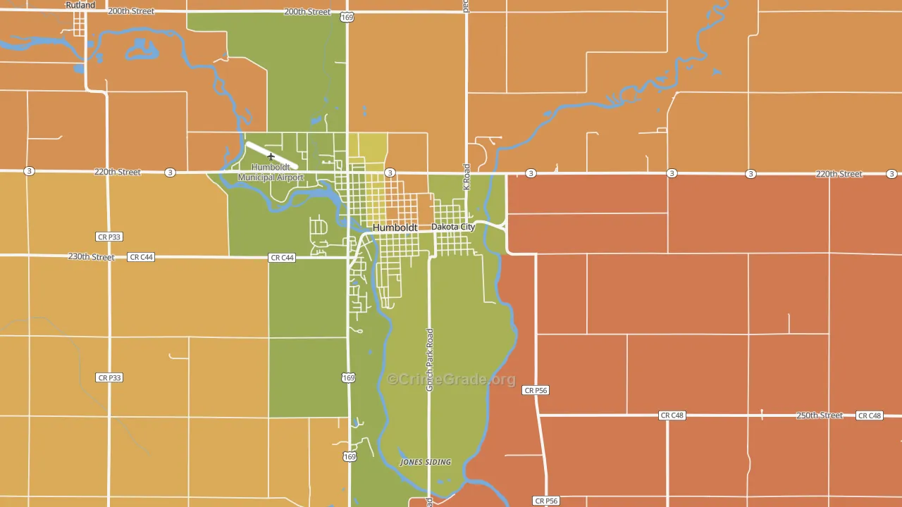Dakota City, IA Map of Robbery Rates