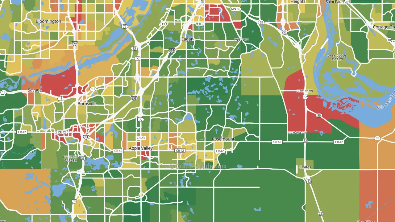 Dakota County, MN Map of Robbery Rates