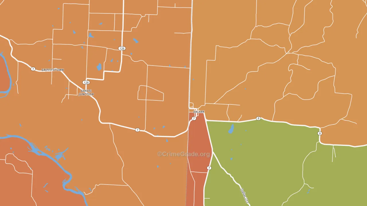 Dalark, AR Map of Robbery Rates