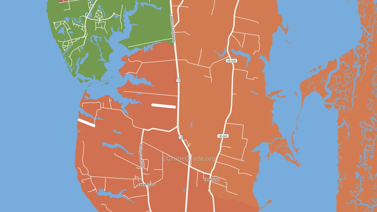 Dalbys, VA Map of Robbery Rates