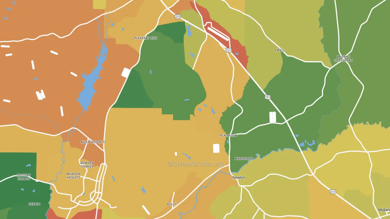 Dale County, AL Map of Robbery Rates