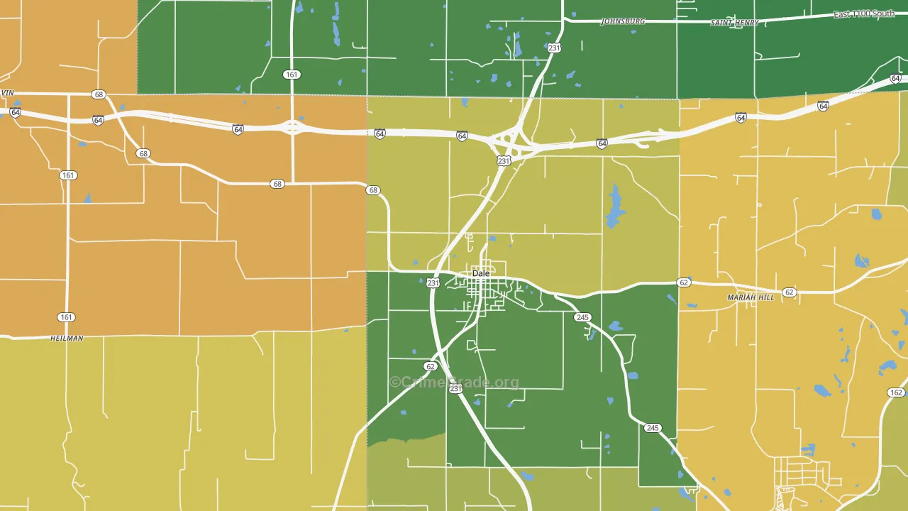 Dale, IN Map of Robbery Rates