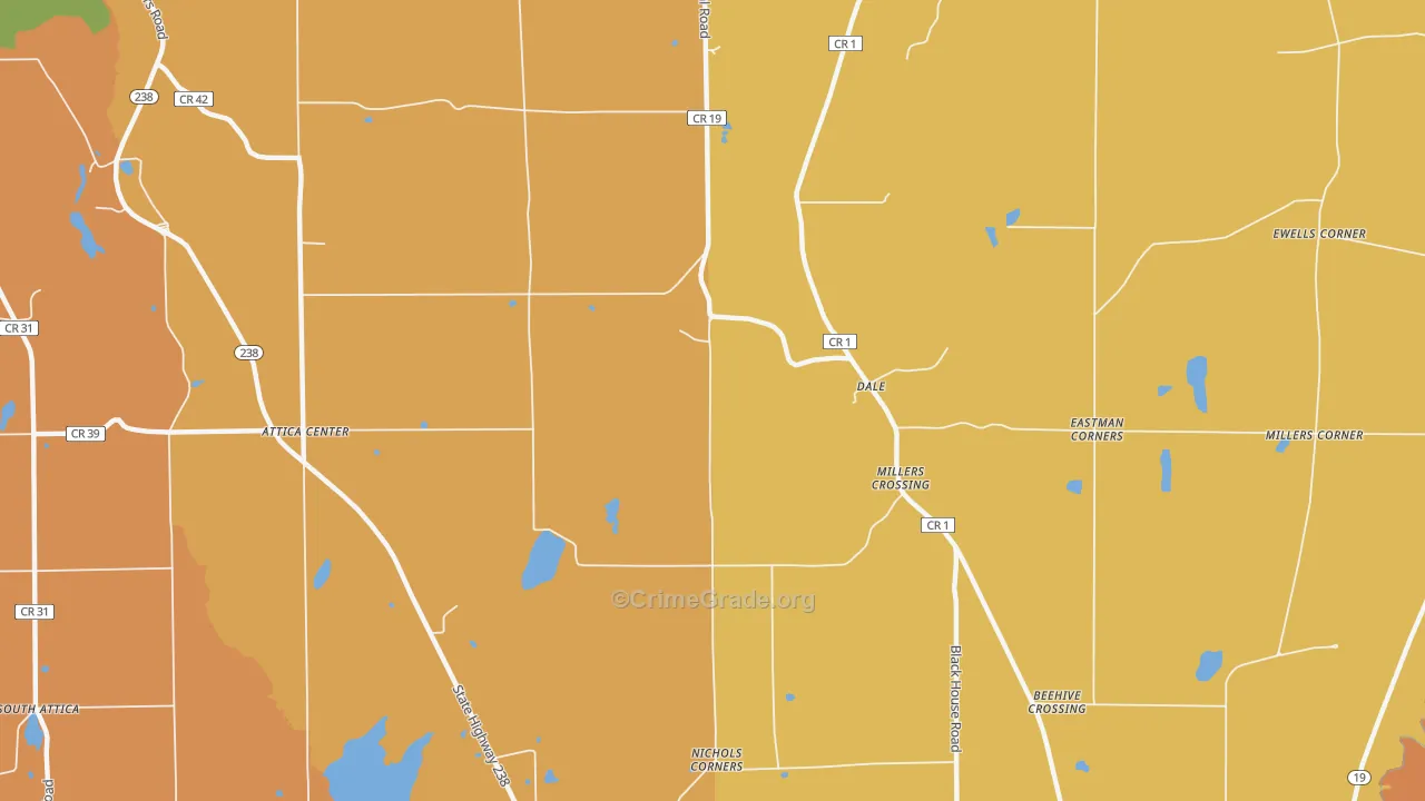 Dale, NY Map of Robbery Rates