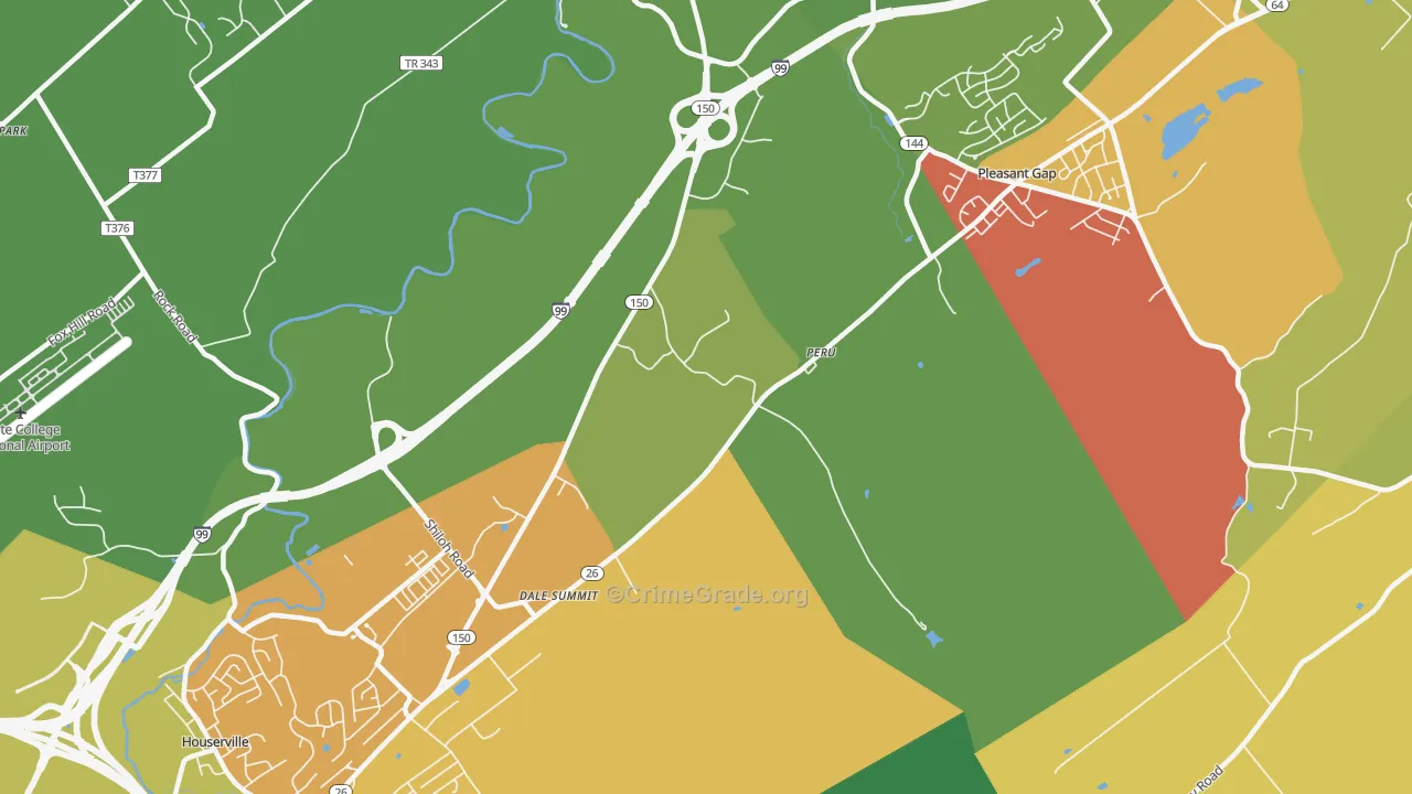 Dale Summit, PA Map of Robbery Rates