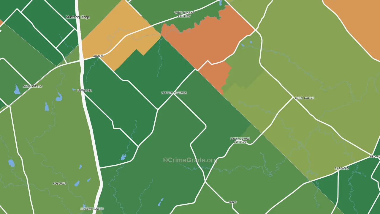 Dale, TX Map of Robbery Rates