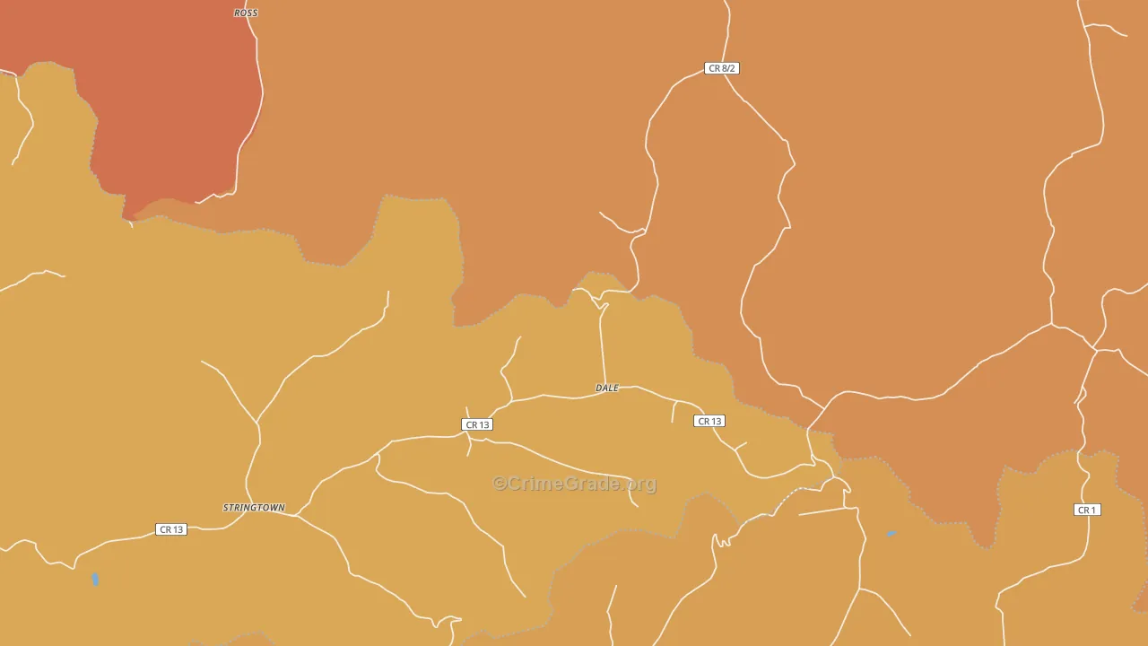 Dale, WV Map of Robbery Rates