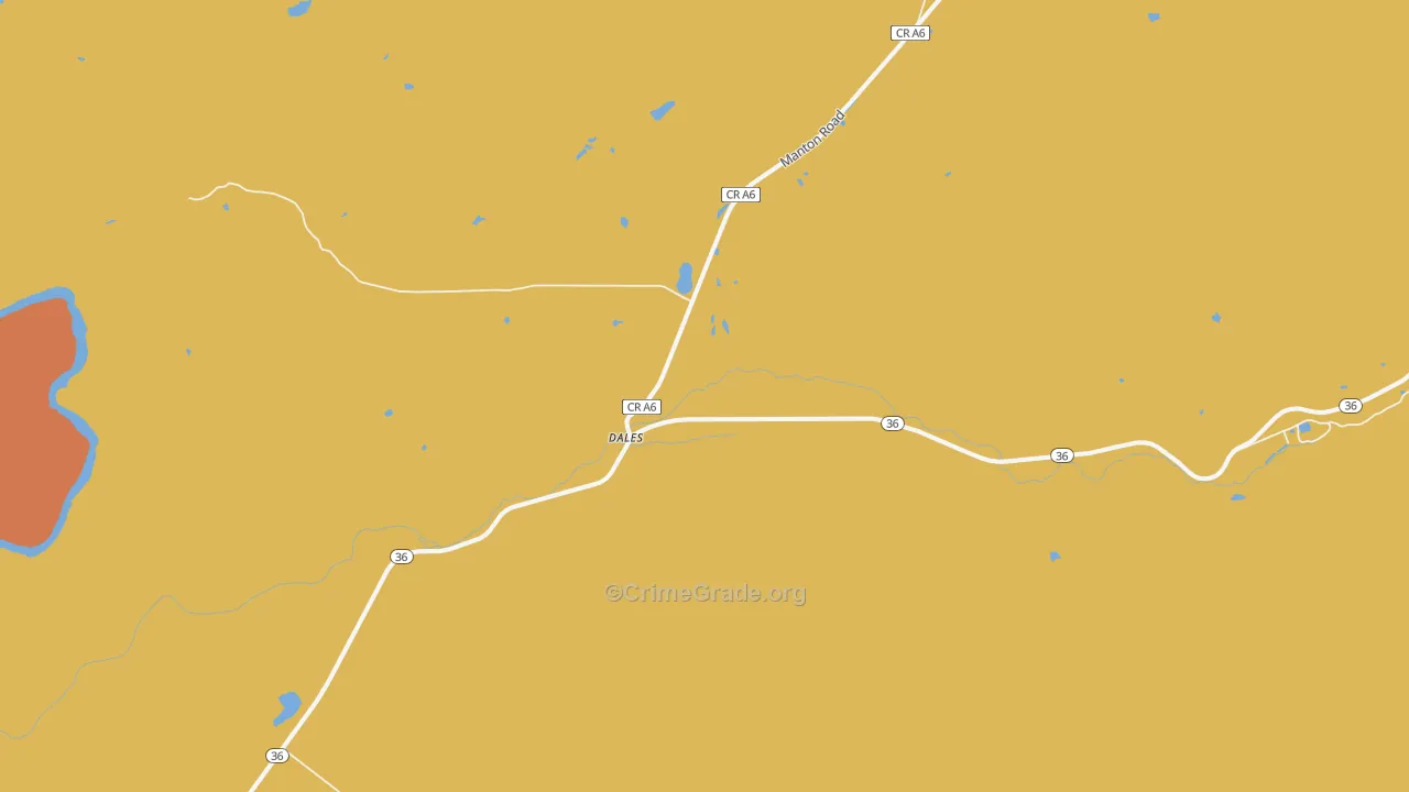 Dales, CA Map of Robbery Rates