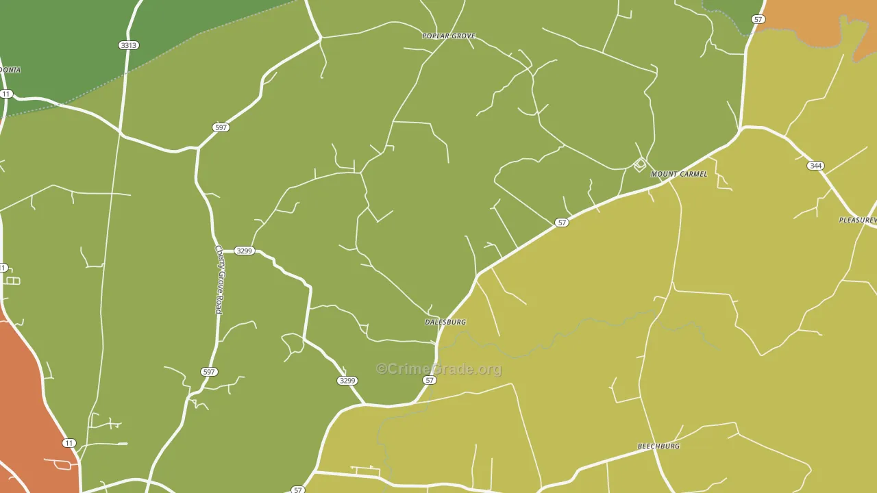 Dalesburg, KY Map of Robbery Rates