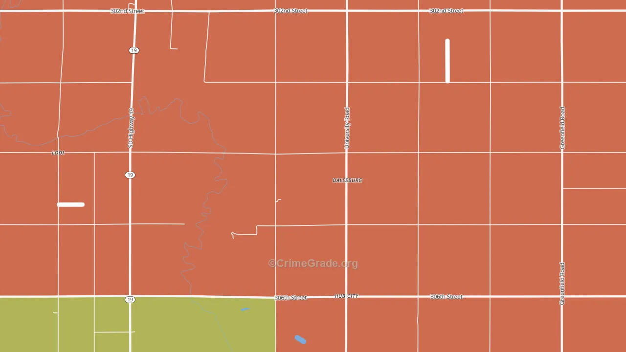 Dalesburg, SD Map of Robbery Rates