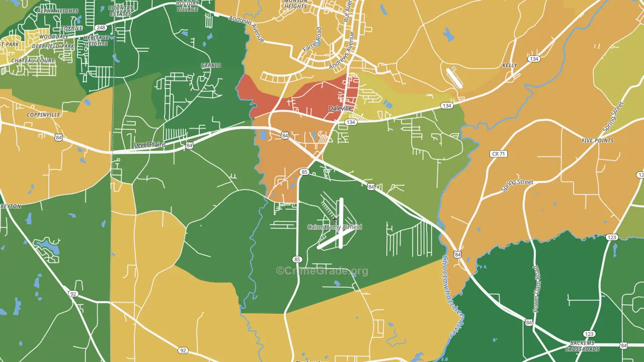 Daleville, AL Map of Robbery Rates