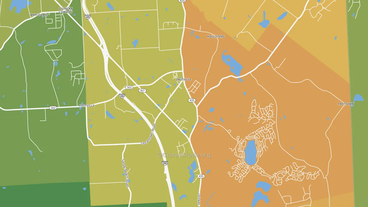 Daleville, PA Map of Robbery Rates