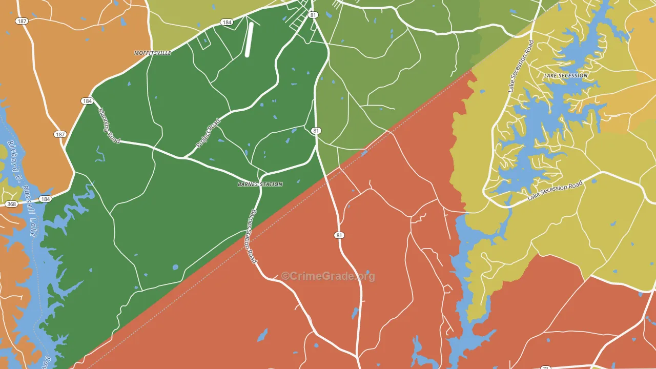 Dalewood, SC Map of Robbery Rates