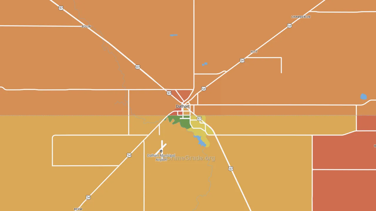 Dalhart, TX Map of Robbery Rates