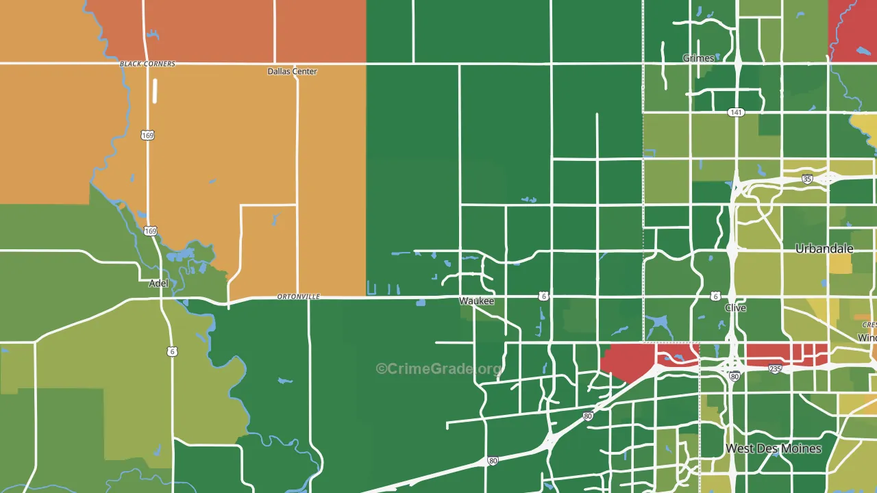 Dallas County, IA Map of Robbery Rates